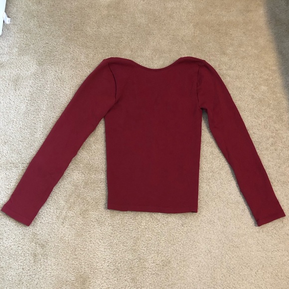 Free People Lace Up Seamless Long Sleeve In Aged Red. NWOT! Sz M/L - Picture 5 of 7